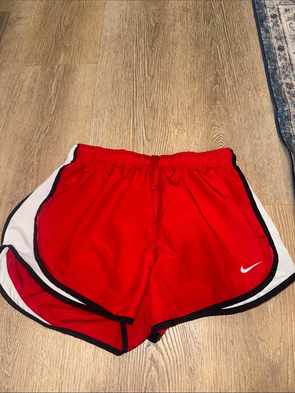 Nike Women's Red Athletic Shorts with White Panels